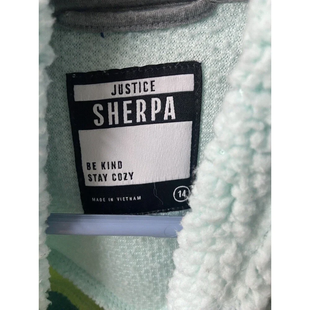 Justice Fleece Quarter Zip Sweater Girl 14 Sherpa Multi Pullover Colorblock
